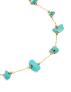 Bracelet cheville en acier inoxydable plaqué or et pierre semi-précieuse bleue